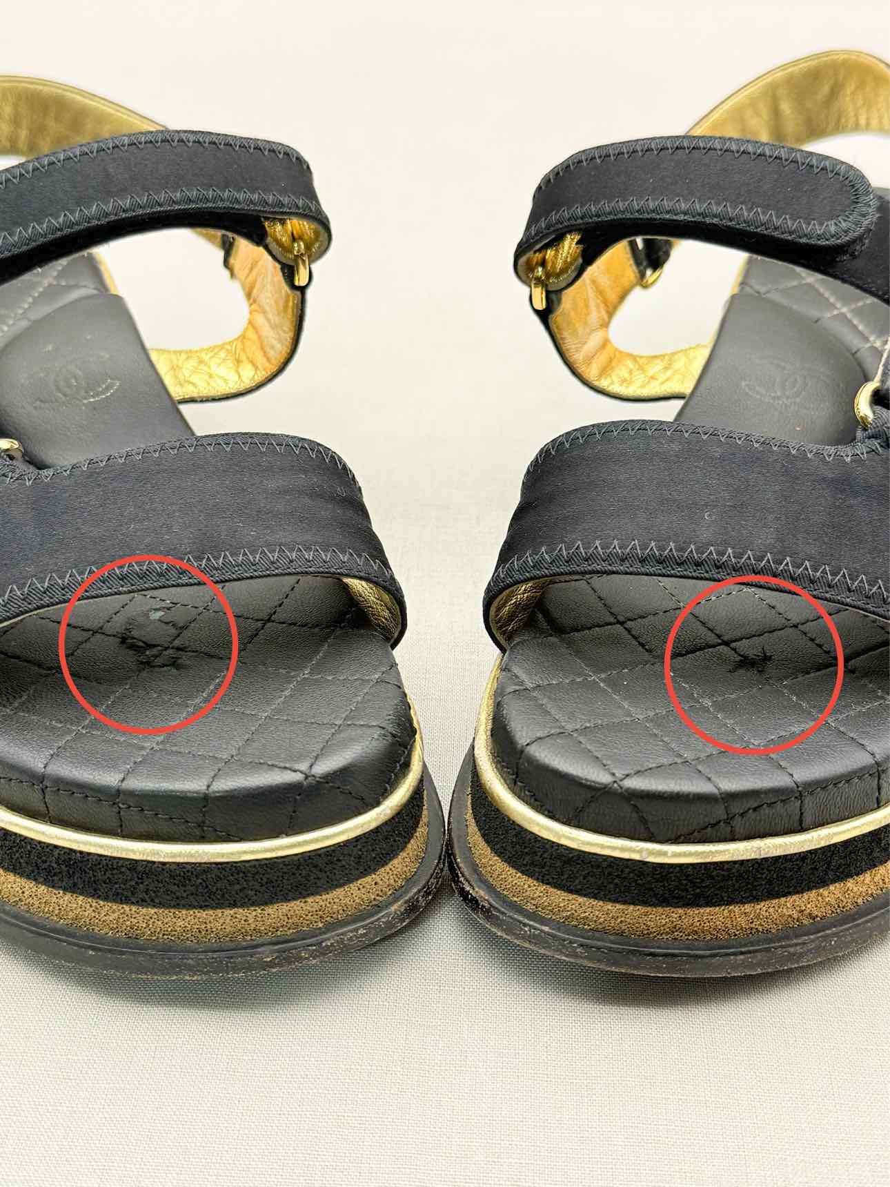 CHANEL Black Quilted Size EU 38.5 Platform Sandals