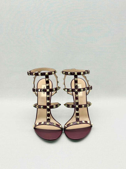 VALENTINO Rockstud Burgundy Size EU 39 Heeled Sandals