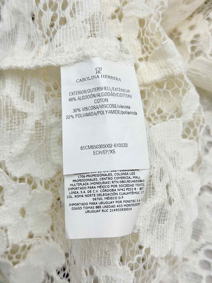 CAROLINA HERRERA White Floral Size XSmall Cardigan