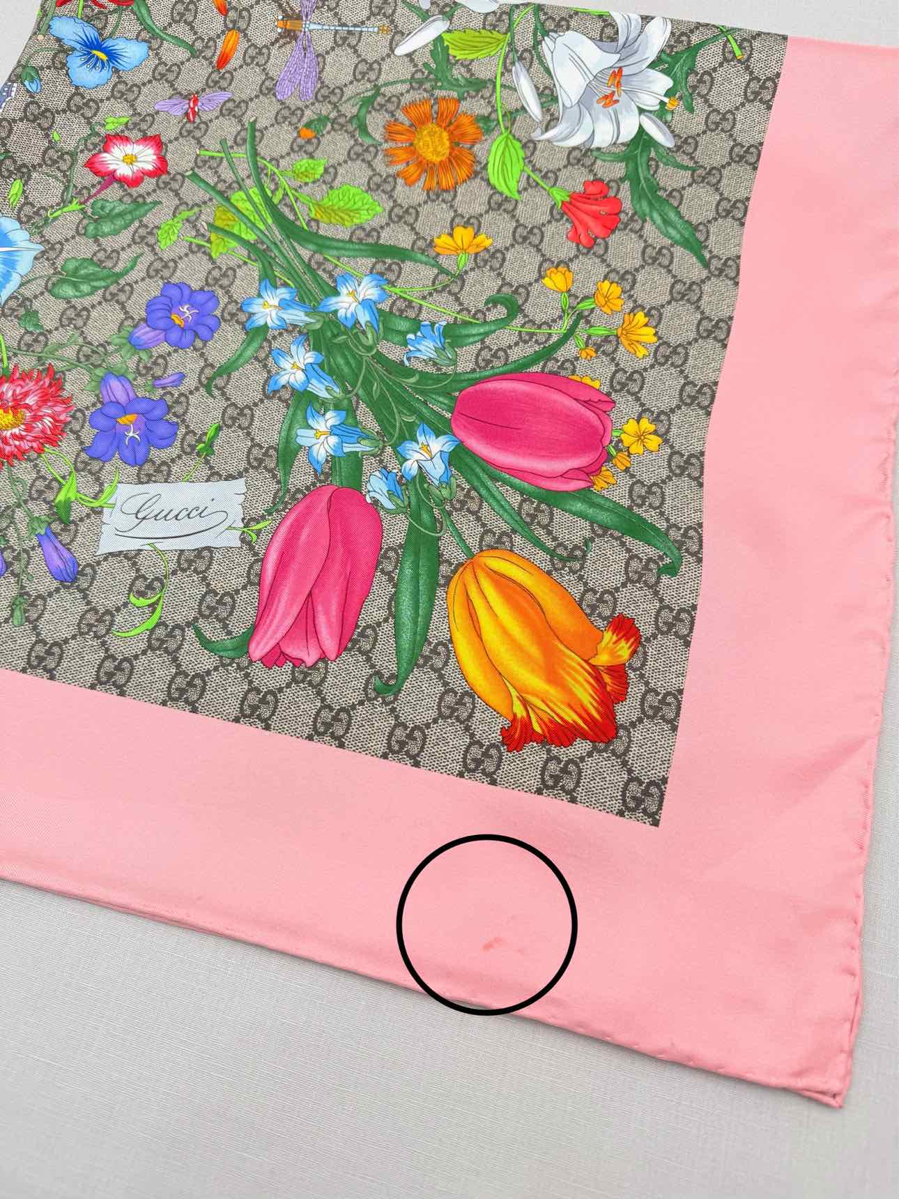 GUCCI Pink Multicolor GG Monogram Scarf