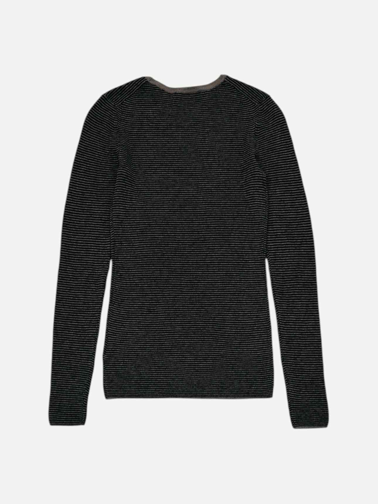 VINCE Basic Black & Grey Striped Jumper