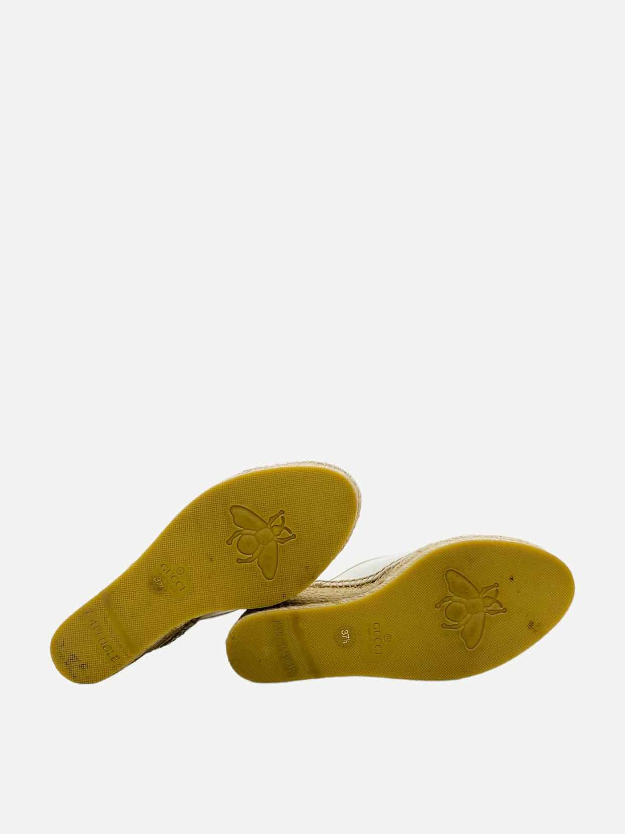 GUCCI Espadrille White w/ Silver Size EU 37.5 Wedges