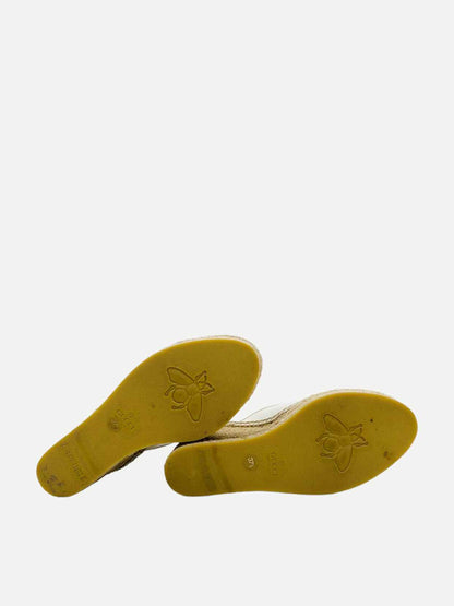 GUCCI Espadrille White w/ Silver Size EU 37.5 Wedges