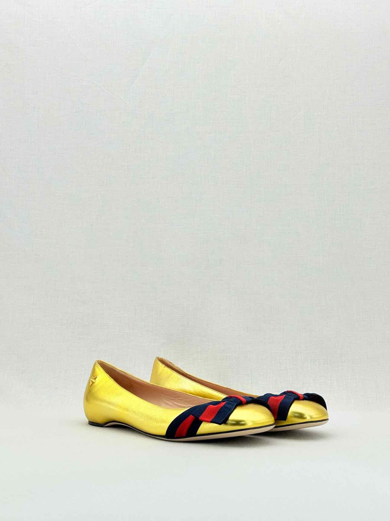 GUCCI Gold Size EU 38 Ballet Flats