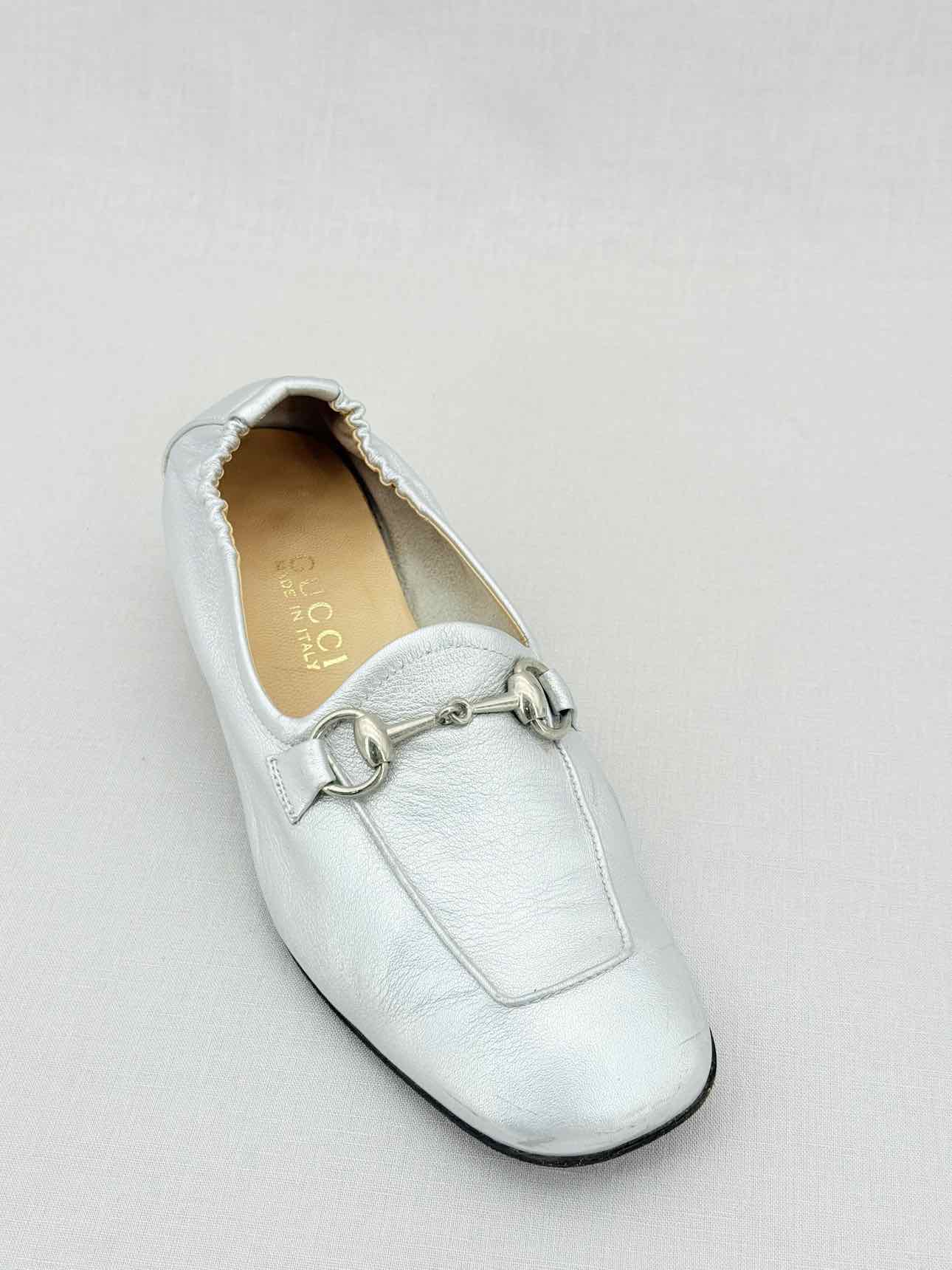 GUCCI Jordaan Silver Size EU 38.5 Loafers