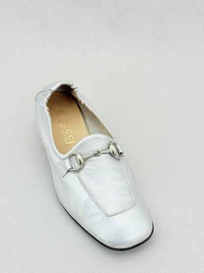 GUCCI Jordaan Silver Size EU 38.5 Loafers