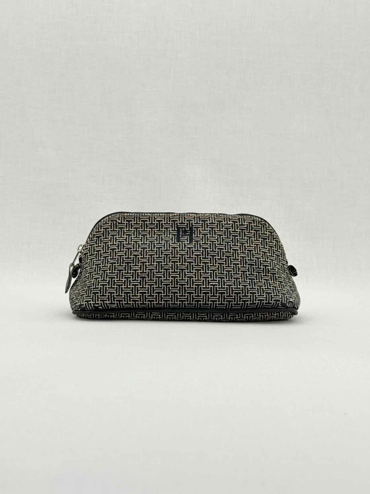 HERMES Cosmetic Black & White Small H Jacquard Pouch