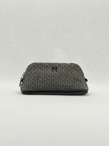 HERMES Cosmetic Black & White Small H Jacquard Pouch