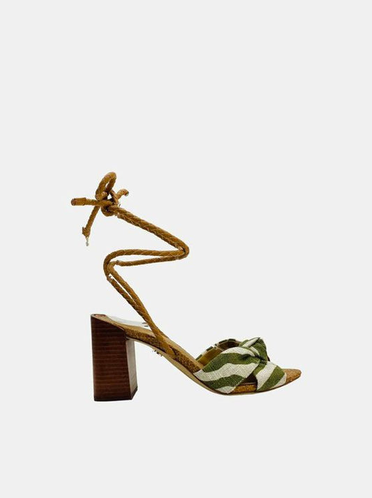 SAM EDELMAN Bodhi Green & White Heeled Sandals 37.5