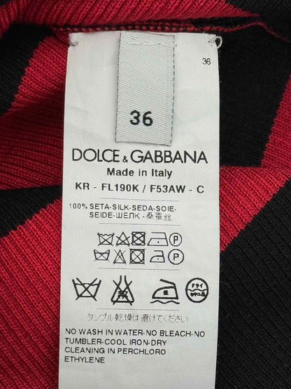 DOLCE & GABBANA Red & Black Striped Size US 4 Top