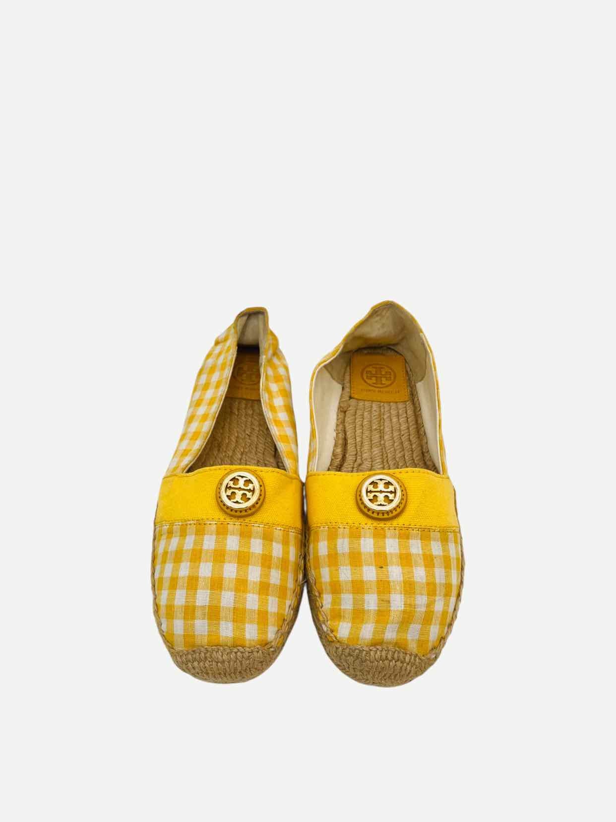 TORY BURCH Espadrille Yellow & White Size EU 38 Flats