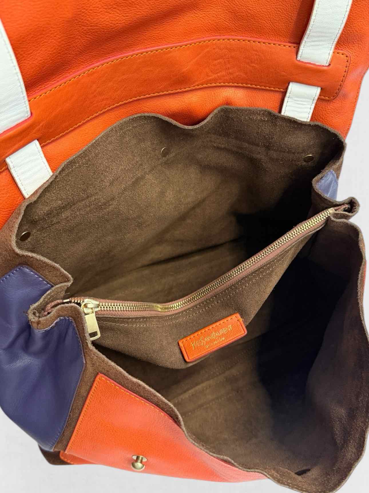 YVES SAINT LAURENT Brown, Orange & Purple Top Handle