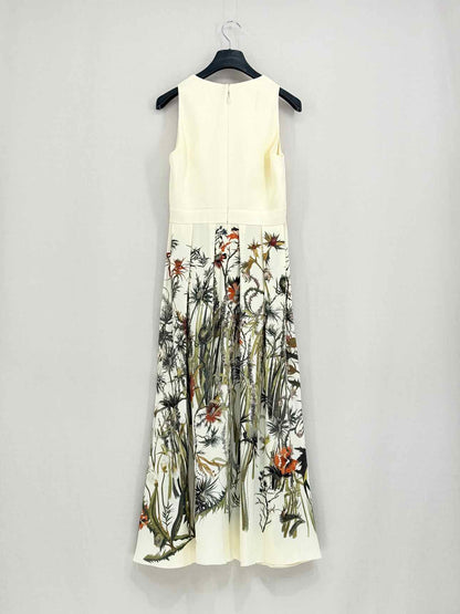 CHRISTIAN DIOR Beige Multicolor Size US 6 Midi Dress