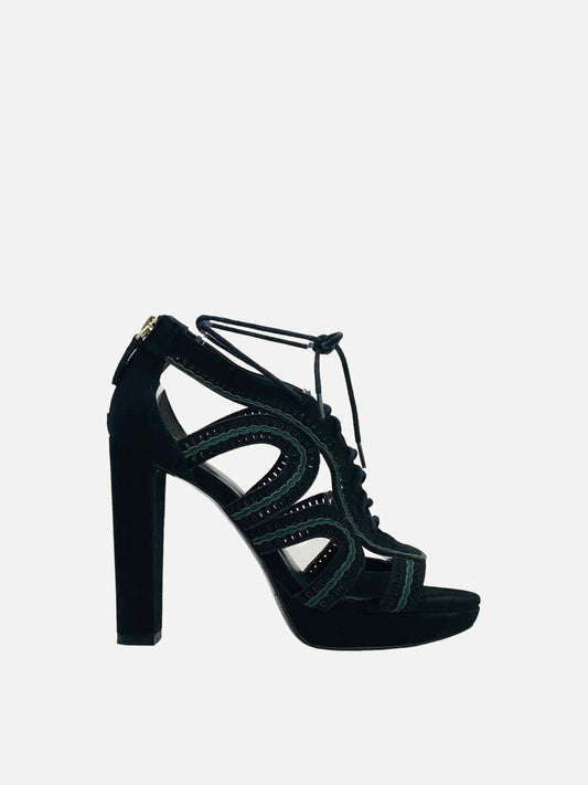 REISS Black w/ Green Heeled Sandals 38