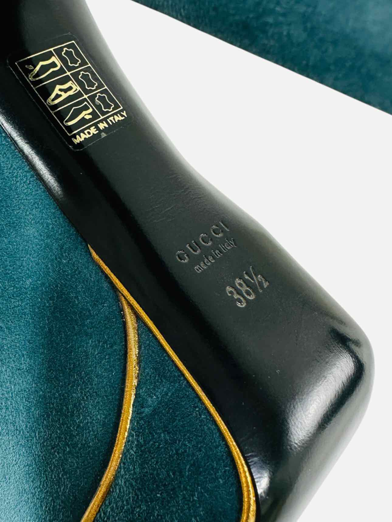 GUCCI Open Toe Teal Blue Size EU 38.5 Pumps