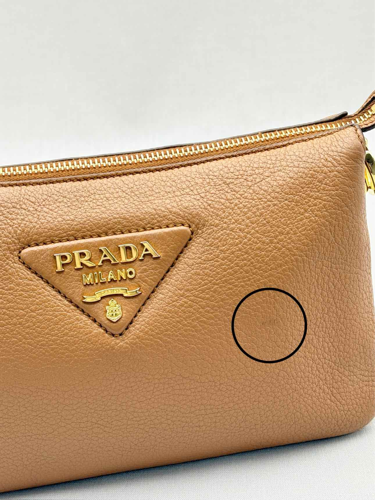 PRADA Logo-Strap Brown Shoulder Bag