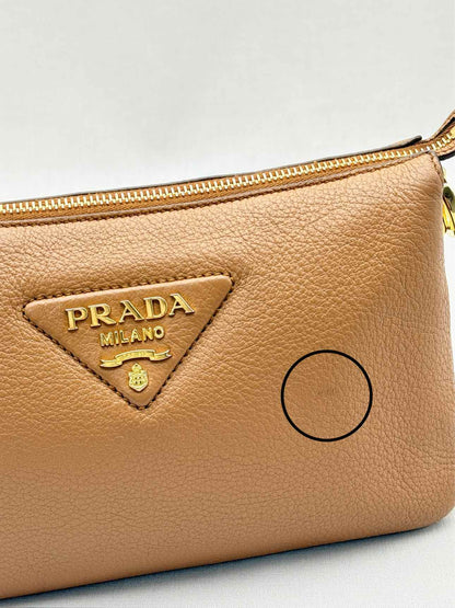 PRADA Logo-Strap Brown Shoulder Bag
