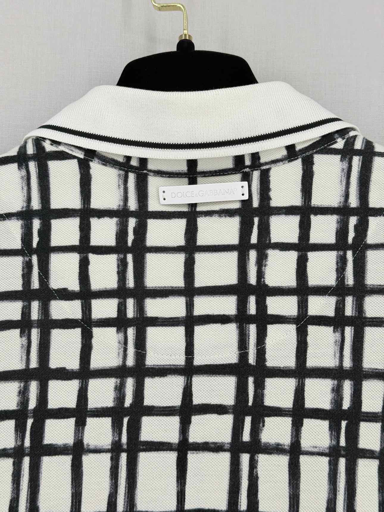 DOLCE & GABBANA White & Black Size 48 Polo Shirt