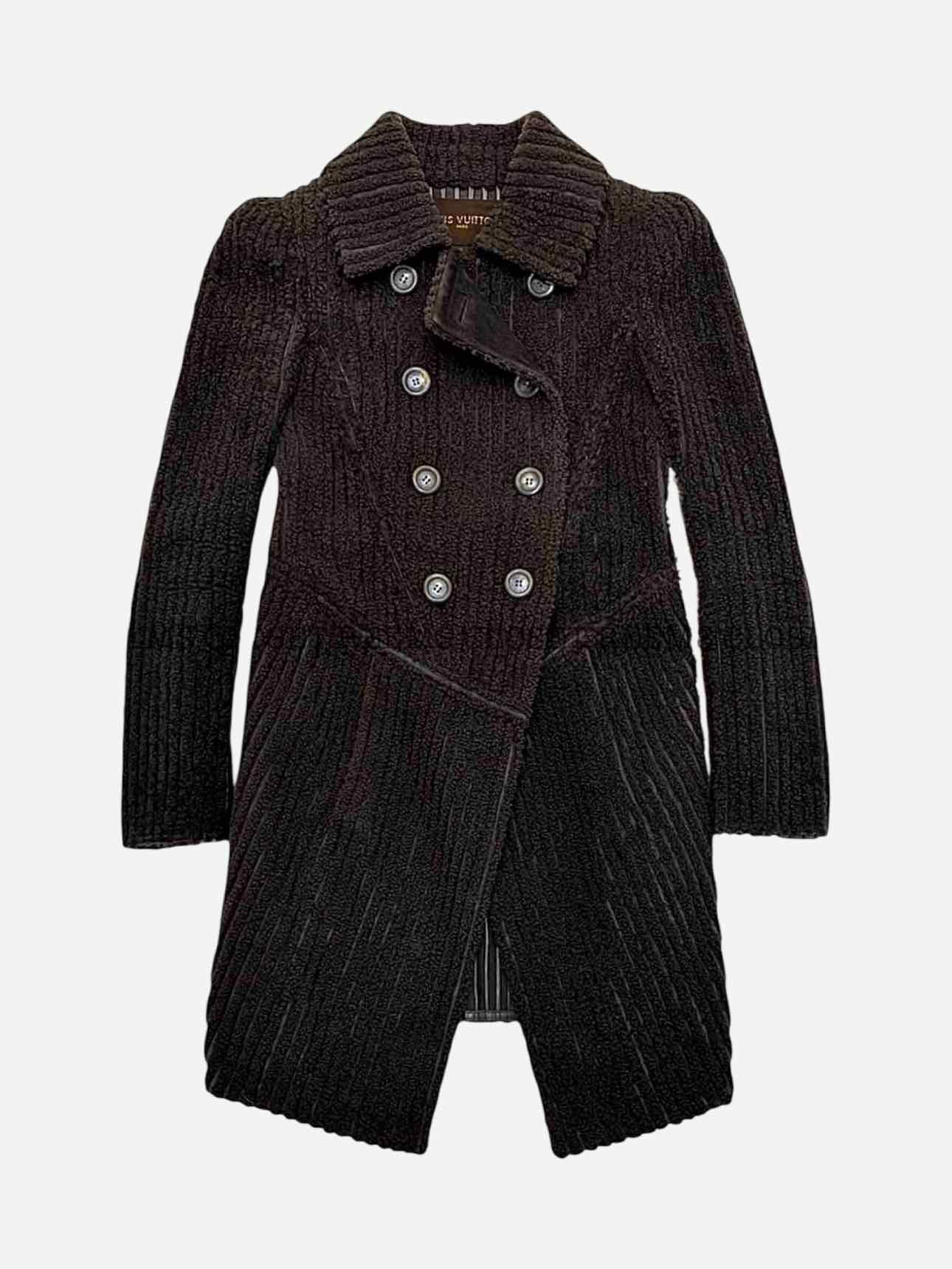 LOUIS VUITTON Double Breasted Brown Size US 6 Coat