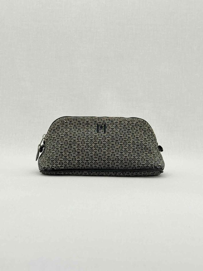 HERMES Cosmetic Black & White Small H Jacquard Pouch