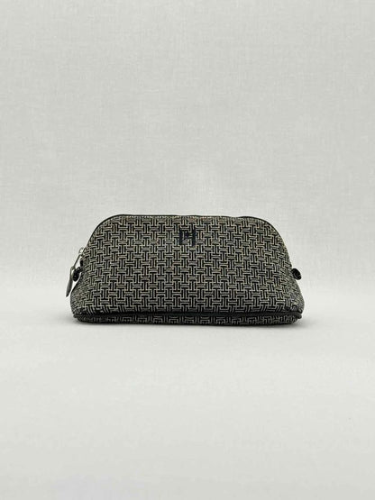 HERMES Cosmetic Black & White Small H Jacquard Pouch