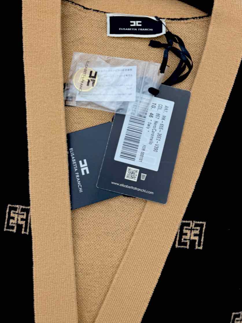 ELISABETTA FRANCHI Black & Brown Size US 10 Cardigan