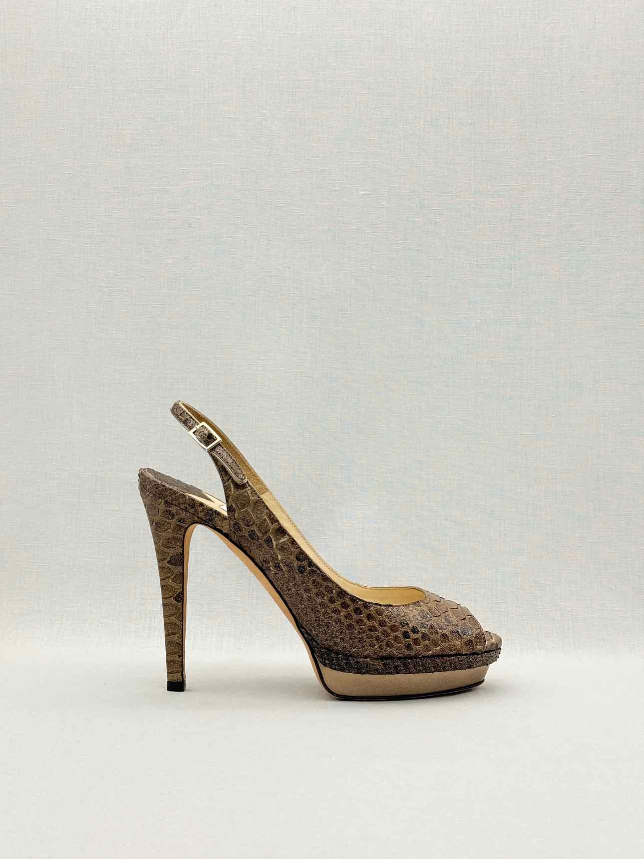 JIMMY CHOO Metallic Bronze Size EU 39 Platform Sandals