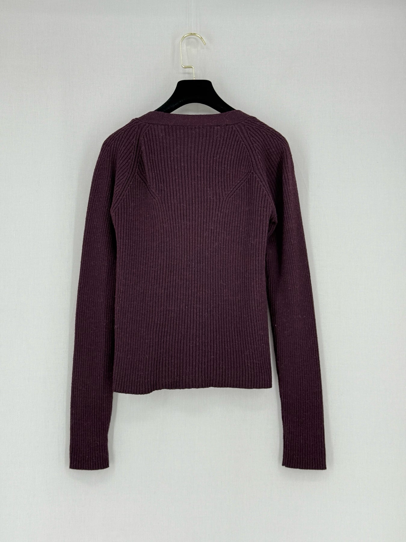 CACHAREL Burgundy Ribbed Size Small Cardigan