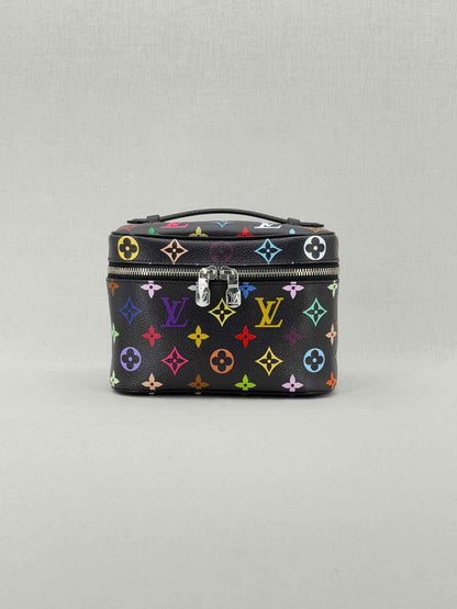 LOUIS VUITTON Nice Black Multicolor Vanity Case