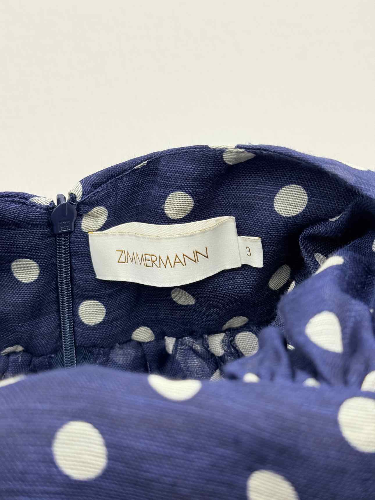 ZIMMERMANN Navy Blue & White Size US 10 Midi Dress