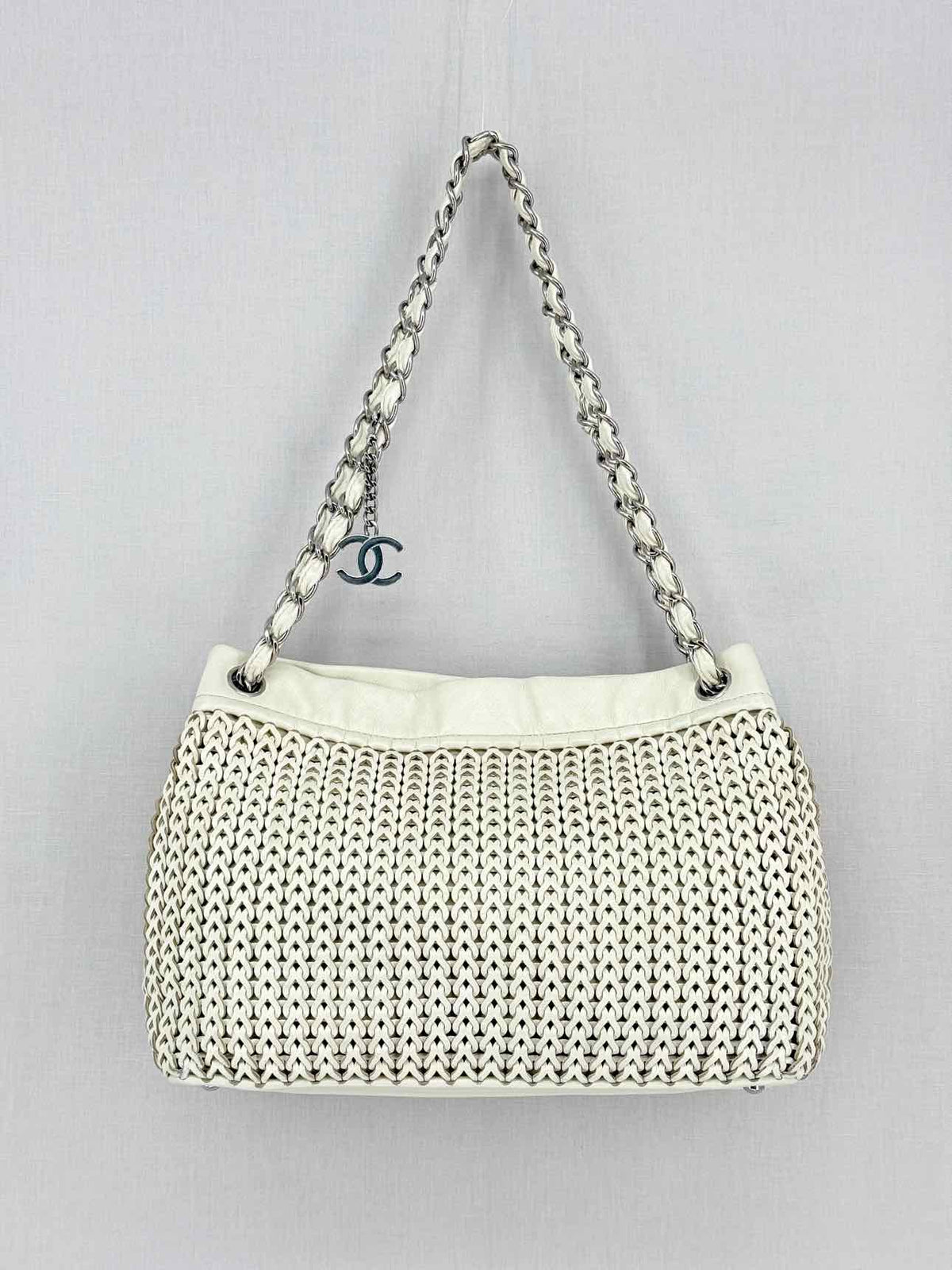 CHANEL Woven White Tote Bag