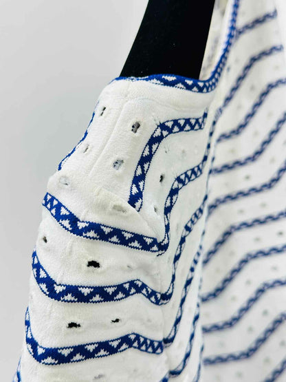 ALAIA White & Blue Chevron Size US 6 Short Dress