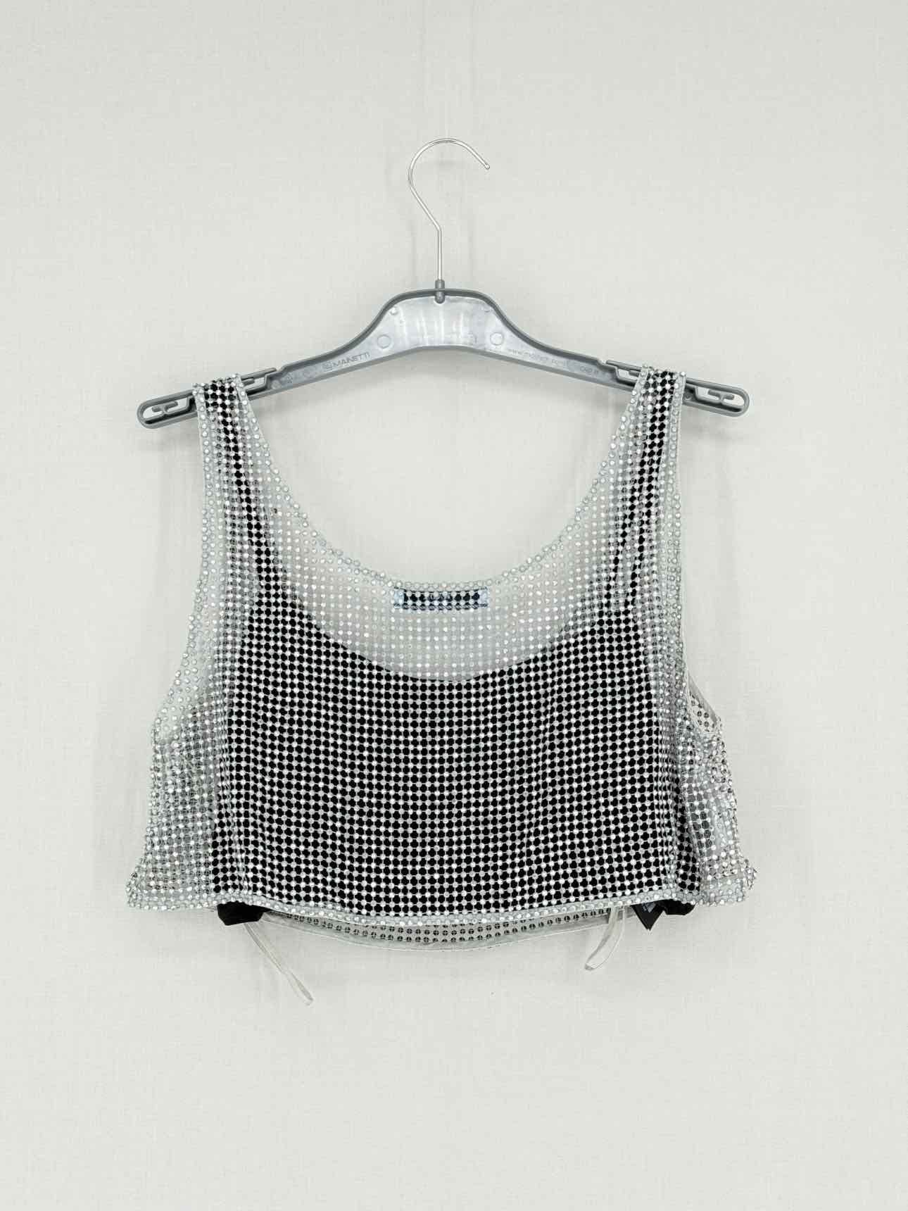 PRADA Black & Silver Logo Plaque Size US 4 Top