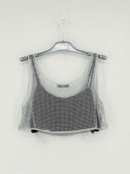 PRADA Black & Silver Logo Plaque Size US 4 Top