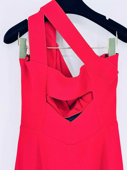 ROLAND MOURET One Shoulder Red Size US 6 Jumpsuit