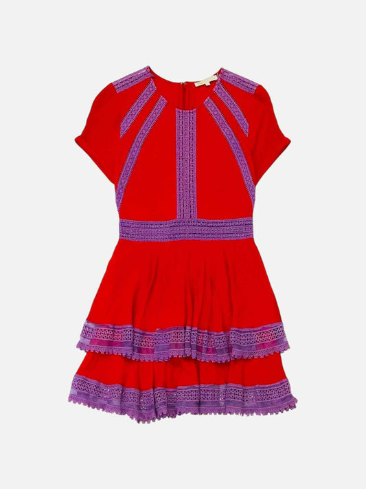 MAJE Tiered Red Knee Length Dress