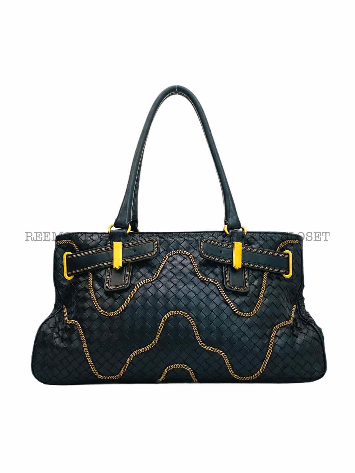 BOTTEGA VENETA Chain Detail Black Shoulder Bag