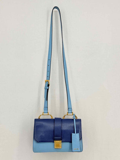 MIU MIU Madras Blue Tapestry Shoulder Bag