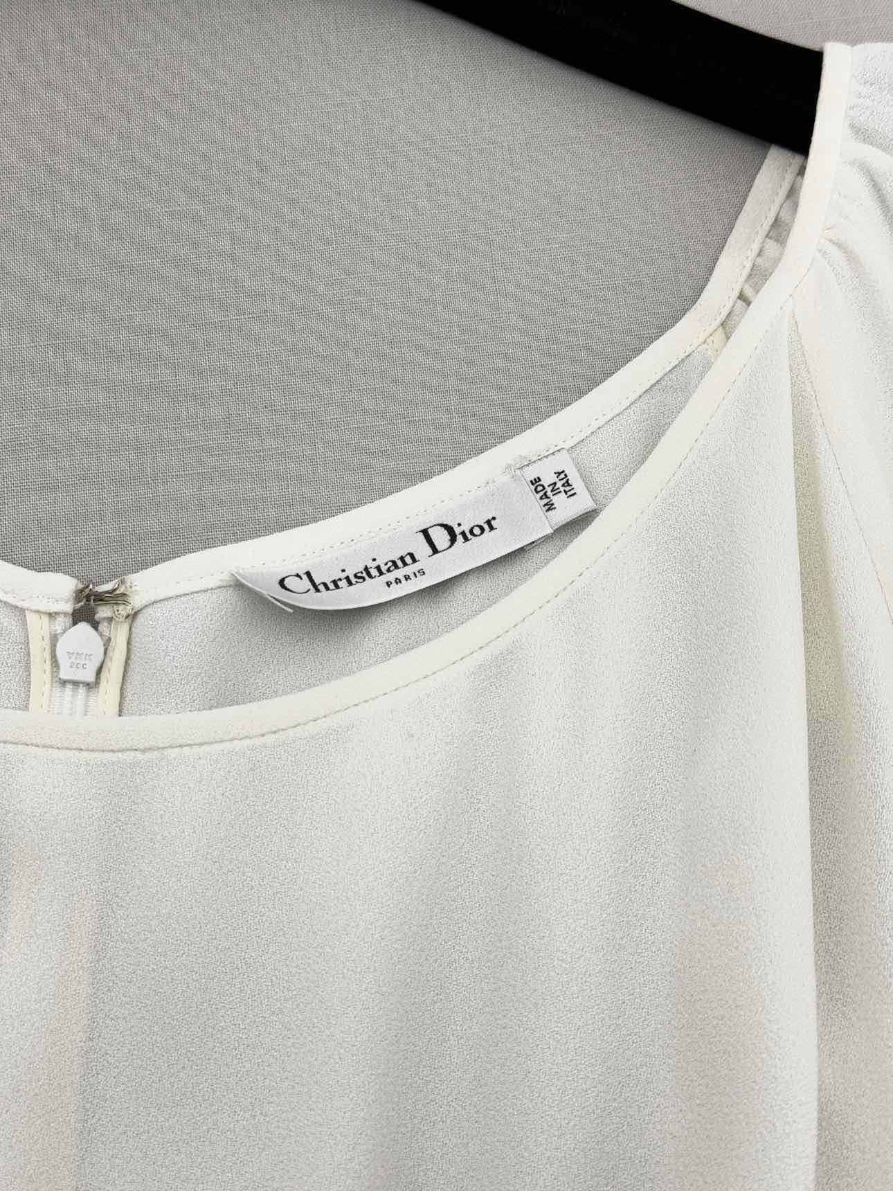 CHRISTIAN DIOR Cream Lace Detail Size US 6 Short Dress