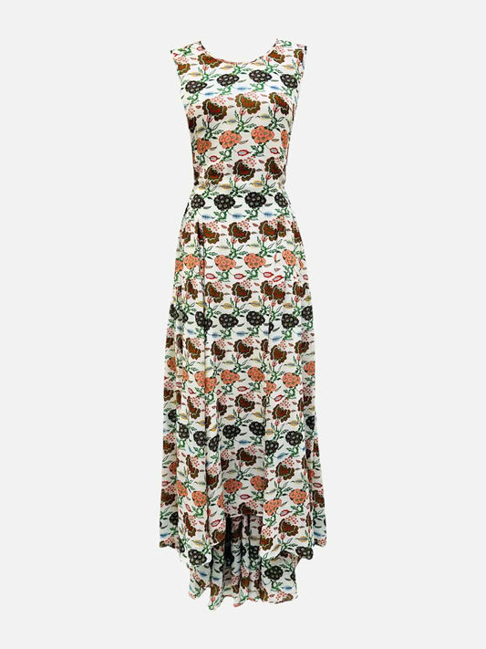 TORY BURCH Wrap White Multicolor Floral Long Dress