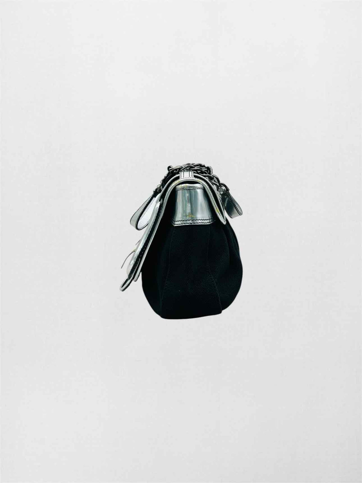FENDI B Black & Silver Shoulder Bag