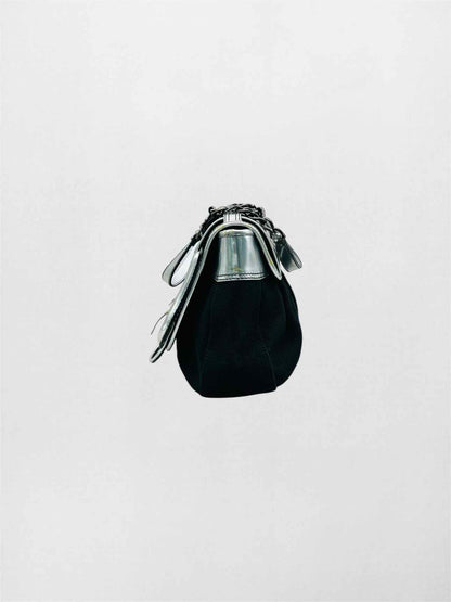 FENDI B Black & Silver Shoulder Bag