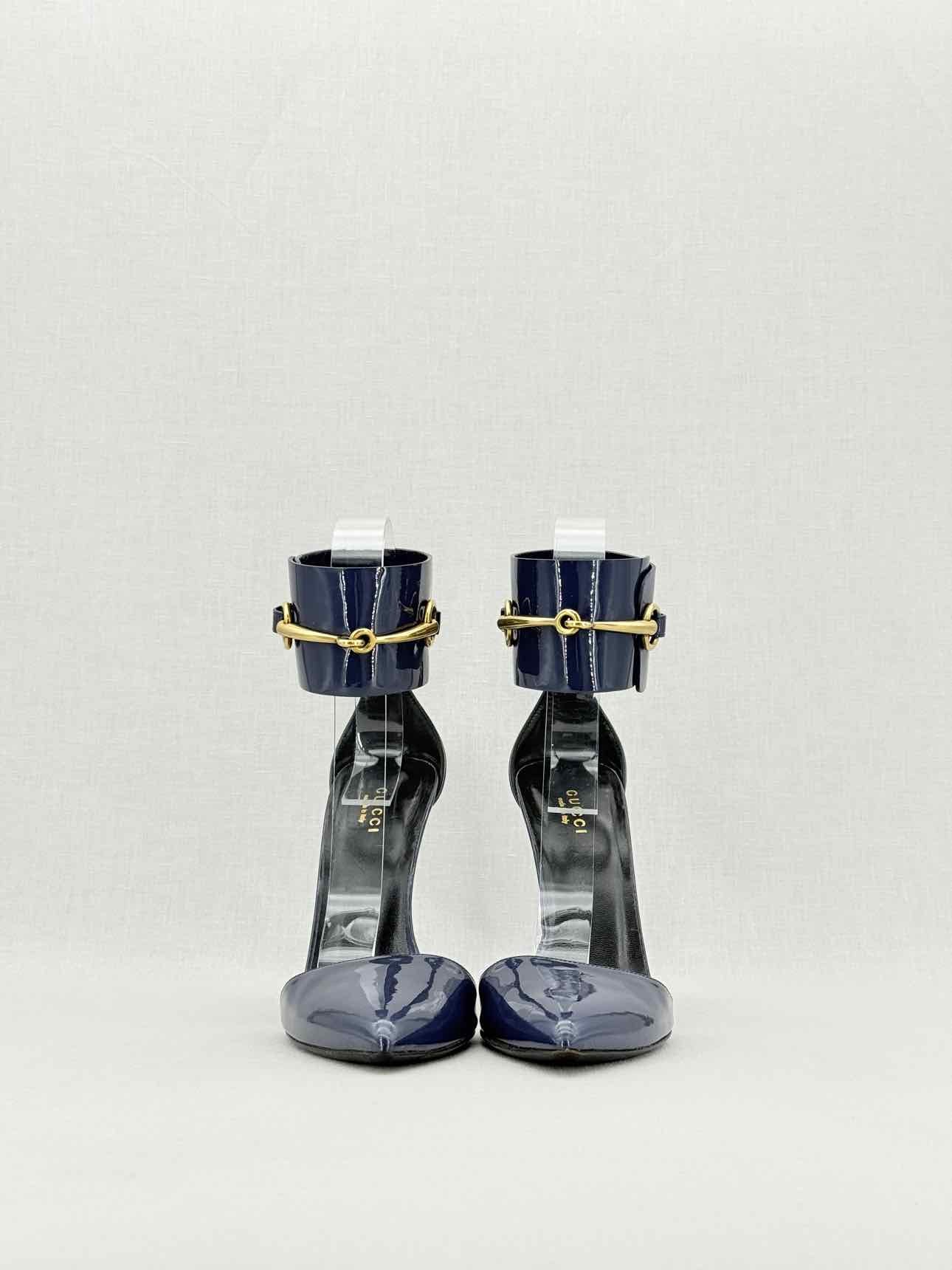 GUCCI Ursula Navy Blue Size EU 39.5 Heeled Sandals