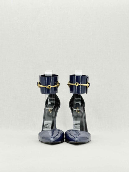 GUCCI Ursula Navy Blue Size EU 39.5 Heeled Sandals