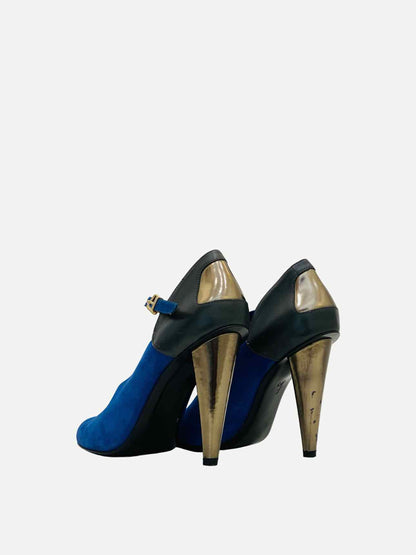 ROLAND MOURET Ankle Strap Blue & Black Pumps 37