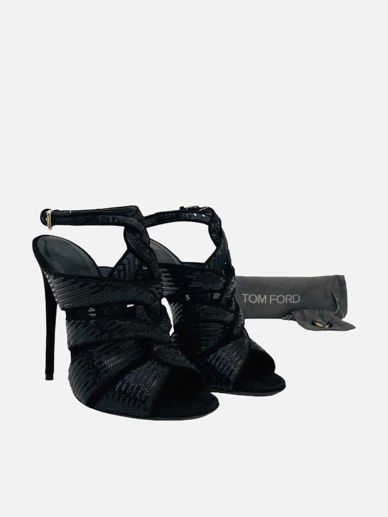 TOM FORD Ankle Strap Black Heeled Sandals 37