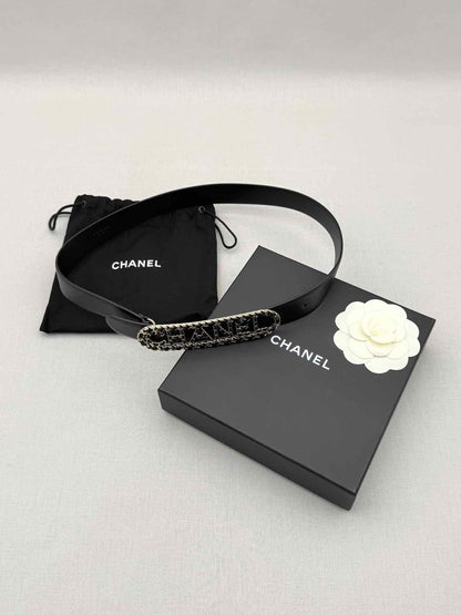 CHANEL Black Chain Link Belt