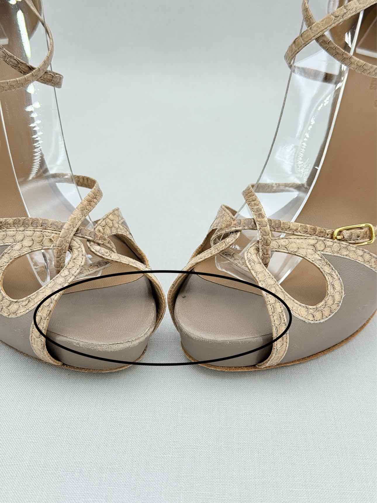 HERMES Brown Python Size EU 38 Heeled Sandals