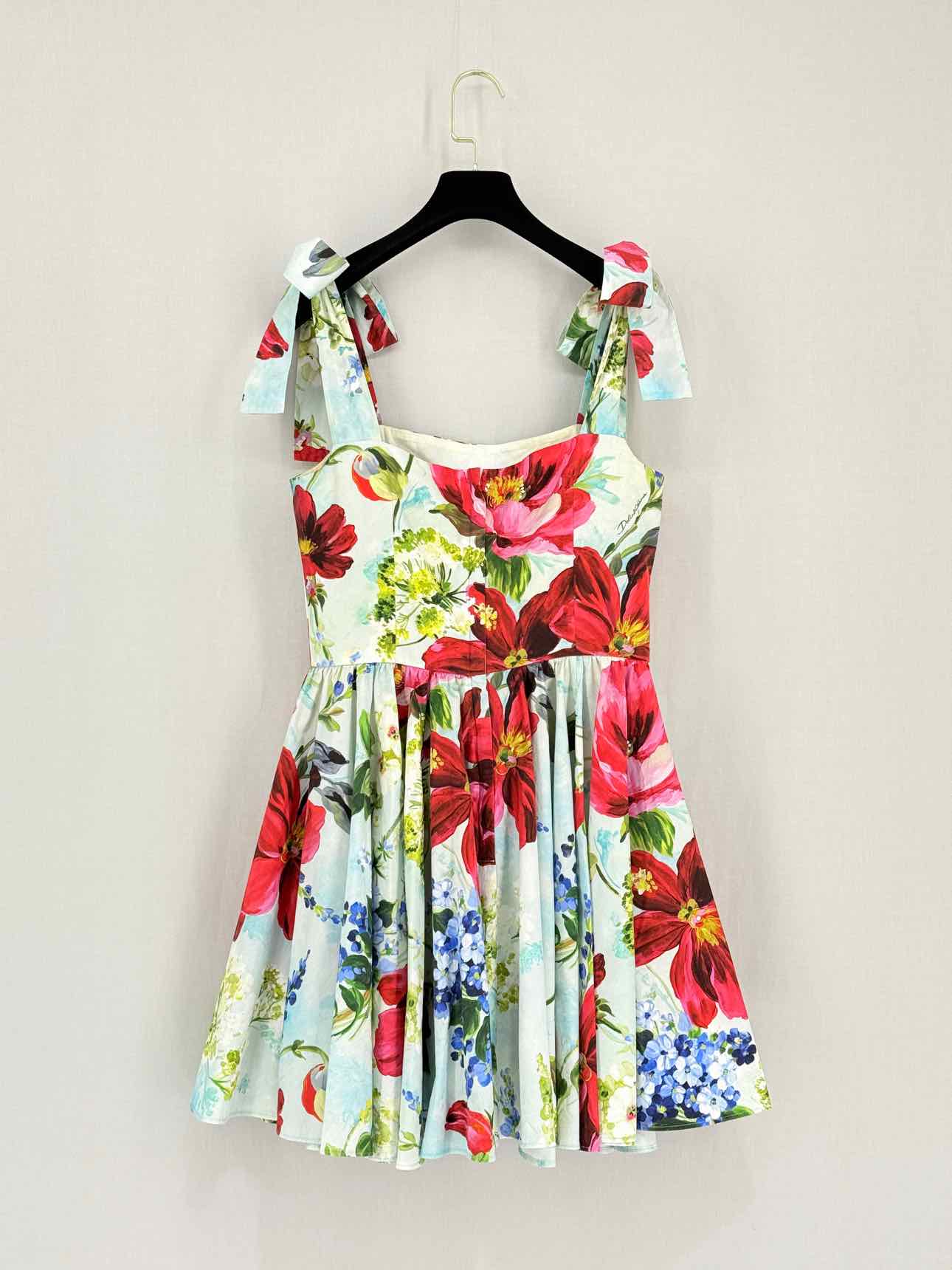 DOLCE & GABBANA Blue Multicolor Size US 10 Short Dress