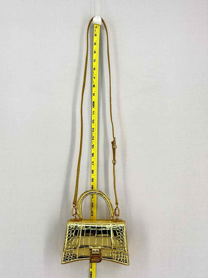 BALENCIAGA Hourglass Metallic Gold Top Handle